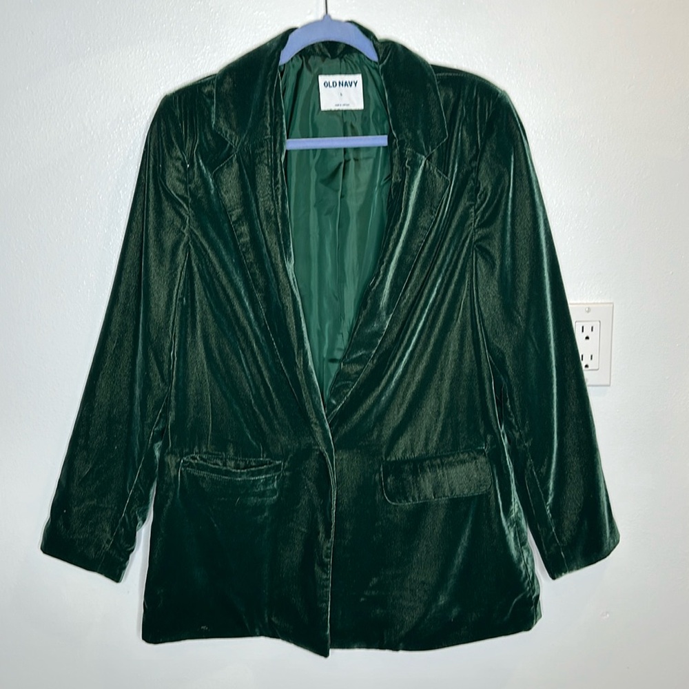 Old Navy Green Velvet Blazer NWOT